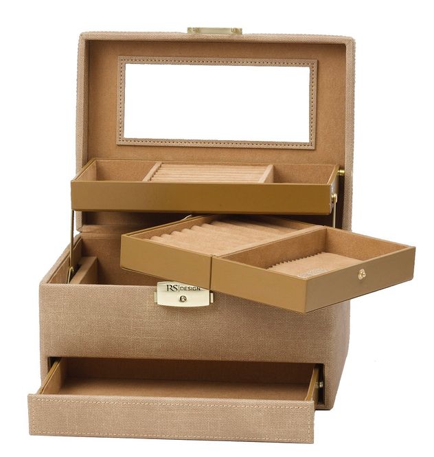 Hovedbilde Smykkeskrin i beige / brun imitert skinn