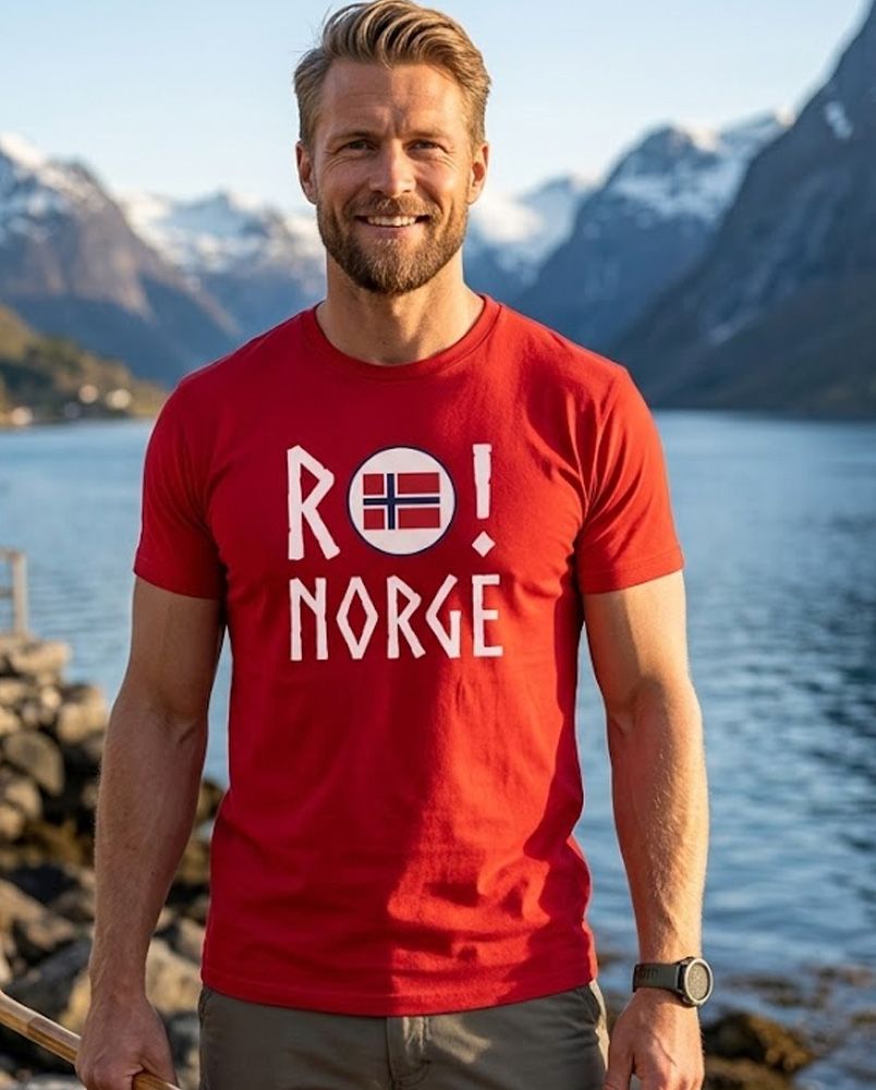 RO! Norge t-shirt i rød - Norsk supporter T-skjorte