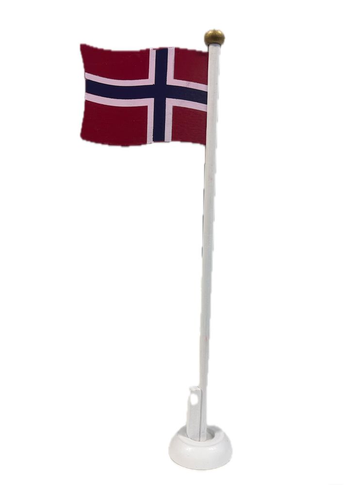 Bordflagg 32 cm i tre med norsk flagg