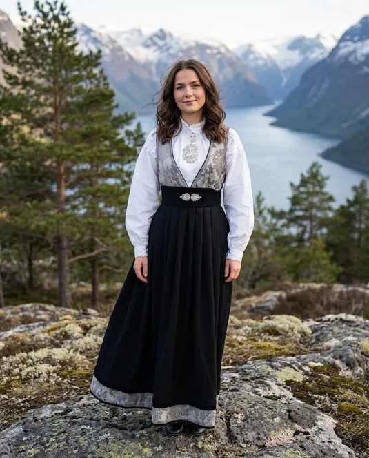 Hovedbilde Nye Tora festdrakt til dame i silver