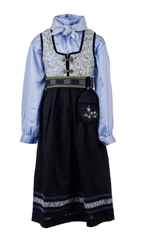 Festdrakt Botanic til jente med blåmønstret vest og blå skjorte